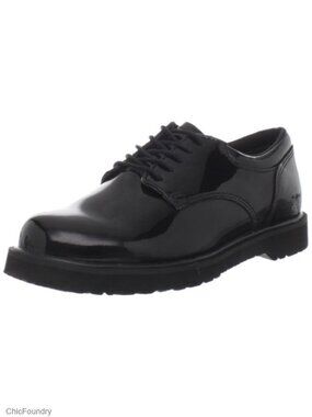 High Gloss Leather Lace-Up Oxford Work Shoes Slip Resistant